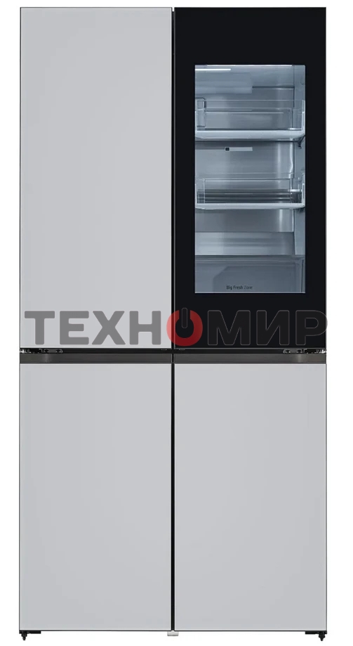 Холодильник LG GR-A24FQAKM серый трехкамерный 382/145л морозилка снизу, No Frost, Side by Side