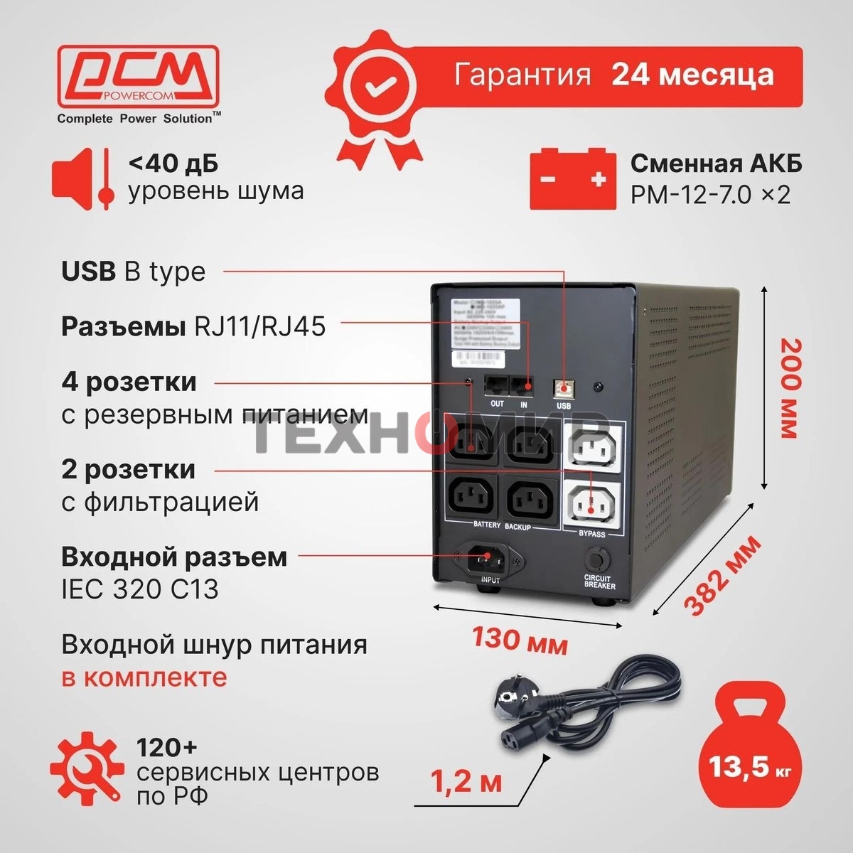Источник бесперебойного питания Powercom Imperial IMP-1025AP 615Вт 1025ВА черный