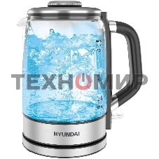 Чайник электрический Hyundai HYK-G5501 1.7 л, 2200 Вт, серебристый/черный