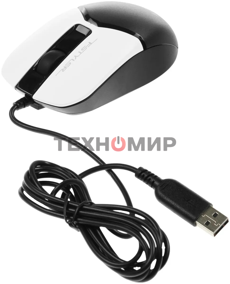 Мышь проводная A4Tech Fstyler FM12 белый/черный, 1200 dpi, USB, кнопки - 3