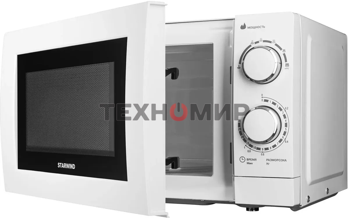 Микроволновая печь Starwind SMW3820 белый, 20 л, 700 Вт, переключатели - поворотный механизм