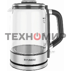Чайник электрический Hyundai HYK-G5501 1.7 л, 2200 Вт, серебристый/черный
