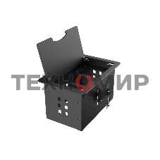 Прямоугольный металлический корпус Wize Pro WRTS-12BOX-B для модульной системы врезного лючка в стол с откидывающейся крышкой, до12 модулей-вставок, беспроводная зарядка 10Вт для моб.устройств на крышке, преустановленная рамка,черный