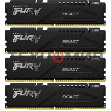 Оперативная память Kingston Fury Beast, DDR5, 64Gb (4x16GB), 6000MHz, CL40, DIMM, с радиаторами, черный