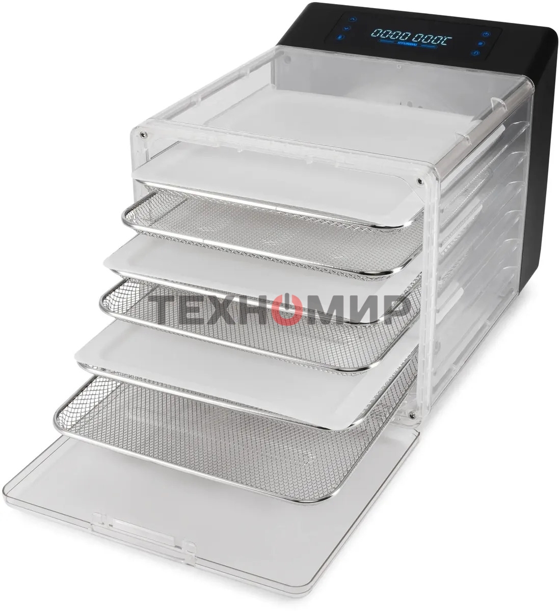 Сушка для фруктов и овощей Hyundai HYFD-8800 12под. 600 Вт, черный