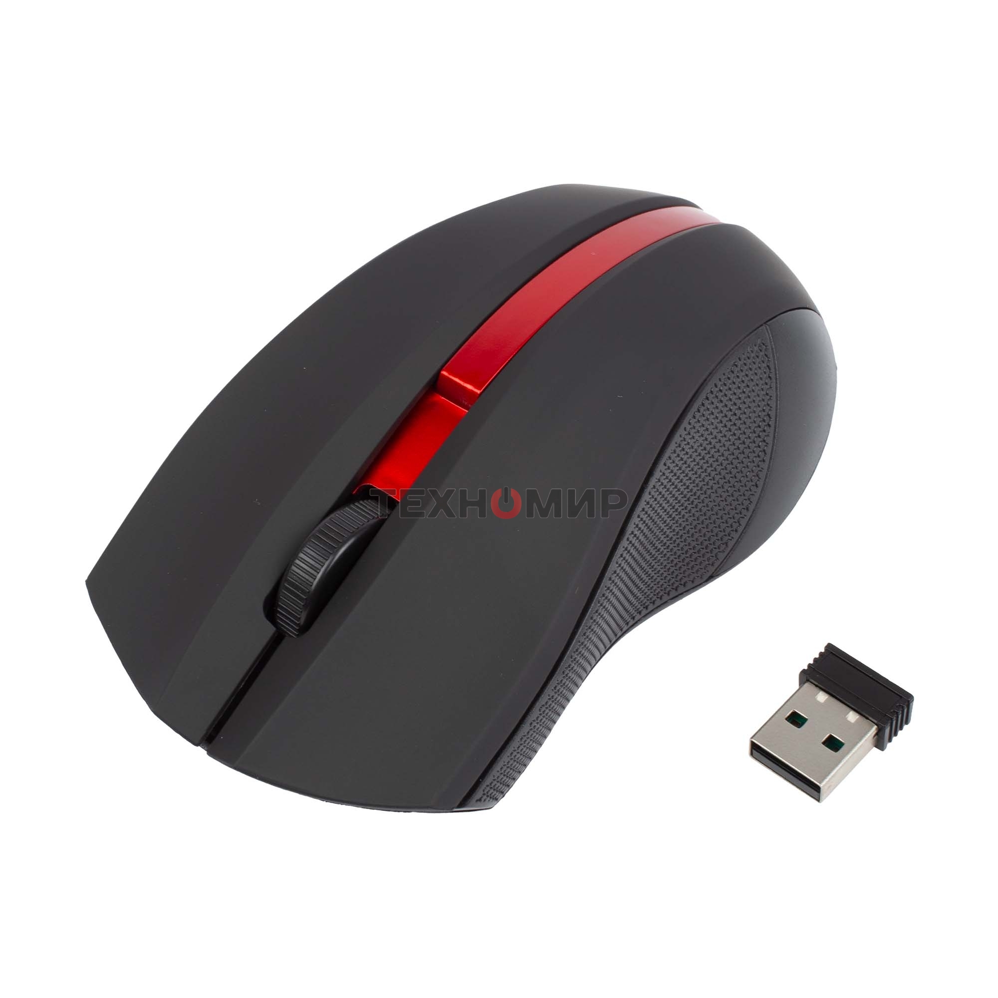 Мышь беспроводная HIPER HOMW-073 черный/красный, 1000 dpi, радиоканал, USB, кнопки - 3