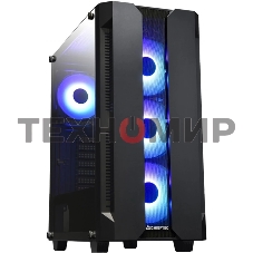 Компьютерный корпус CHIEFTEC HUNTER GS-01B-OP без БП, боковая панель из закаленного стекла, 3xARGB LED 120мм вентилятора спереди, 1xARGB LED 120мм вентилятор сзади, черный, ATX