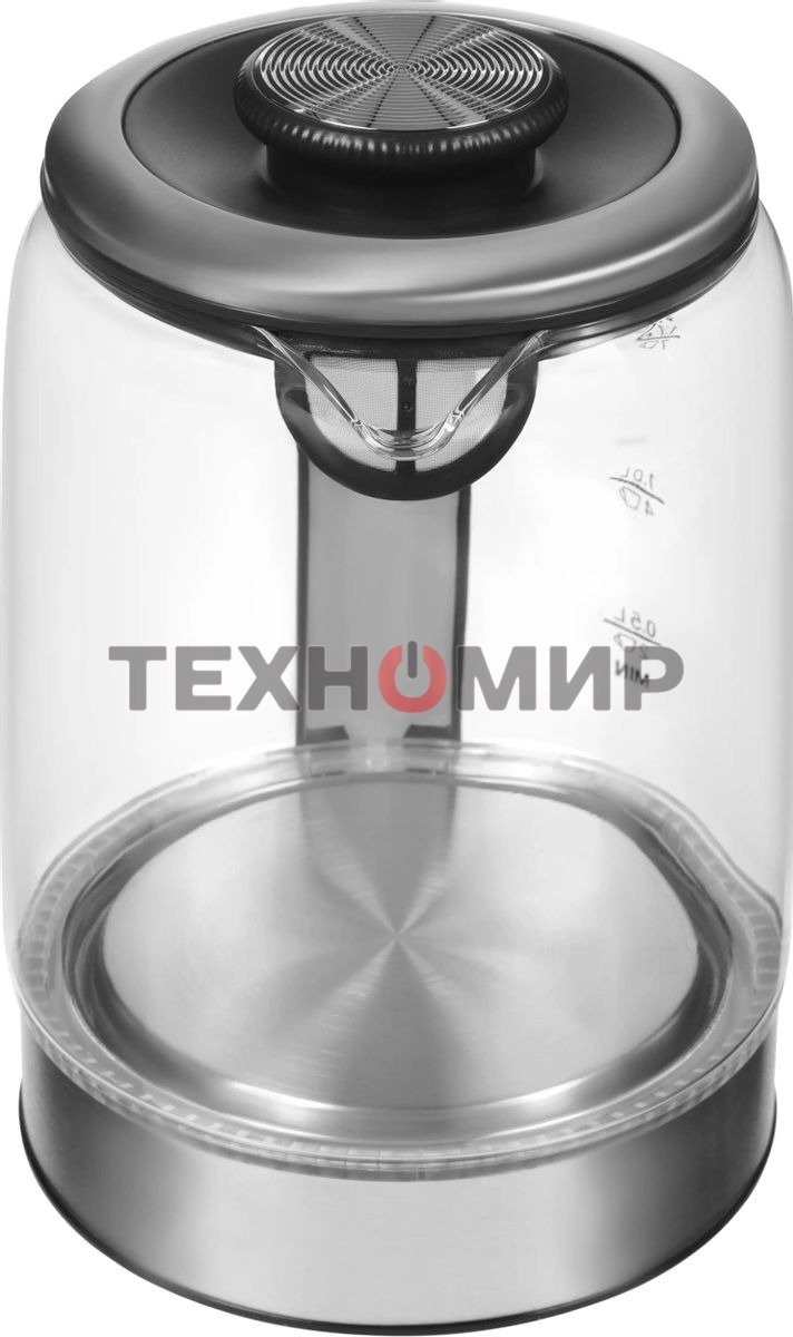 Чайник электрический Hyundai HYK-G5501 1.7 л, 2200 Вт, серебристый/черный