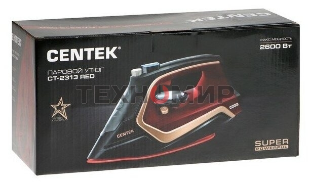 Утюг Centek CT-2313 красный, 2400 Вт, 50 г/мин, 185 г/мин, 350 мл
