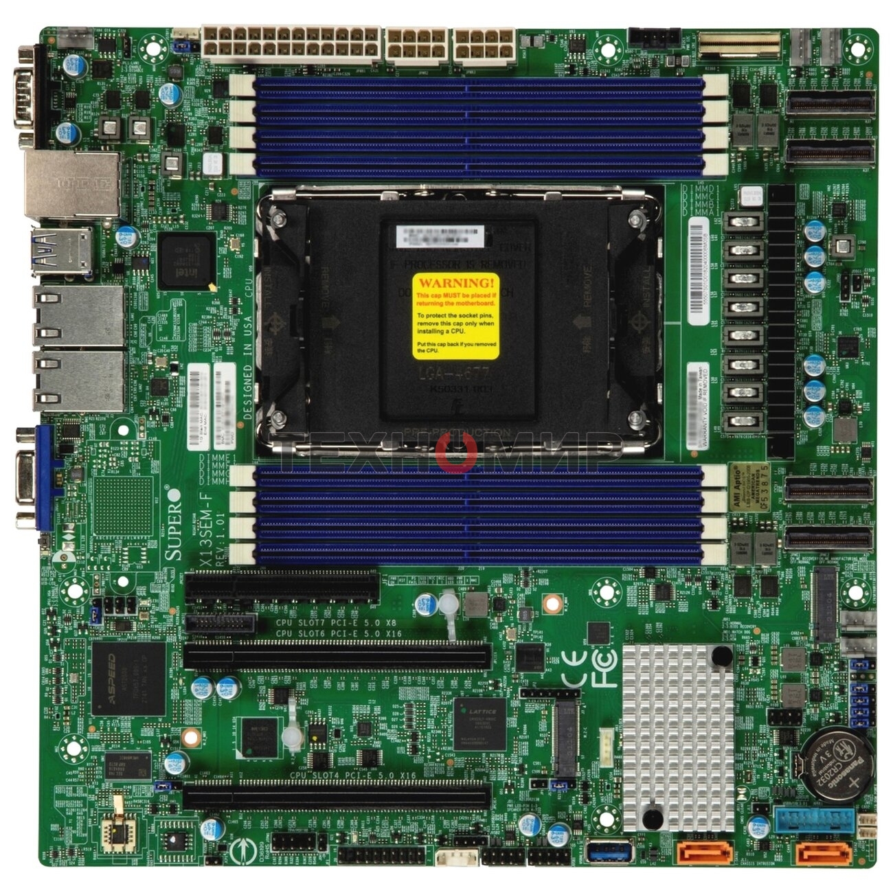 Материнская плата Supermicro X13SEM-F-B, 1xLGA-4677, OEM Intel Xeon SP gen 4, Intel C741, 8x DDR5 4800/4400/4000 MHz. 2x1Gbe Base-T i350+1xMgmt LAN, 10xSATA3, 2xSATA-DOM, 5xUSB 3.2, 2xPCI-Ex16+1xPCI-E x8+4xMCIO x8, 2xM.2, mATX