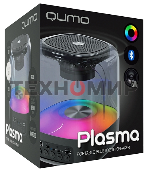 Акустическая система QUMO Plasma ВТ 0082 5 ВТ объемное звучание RGb подсветка