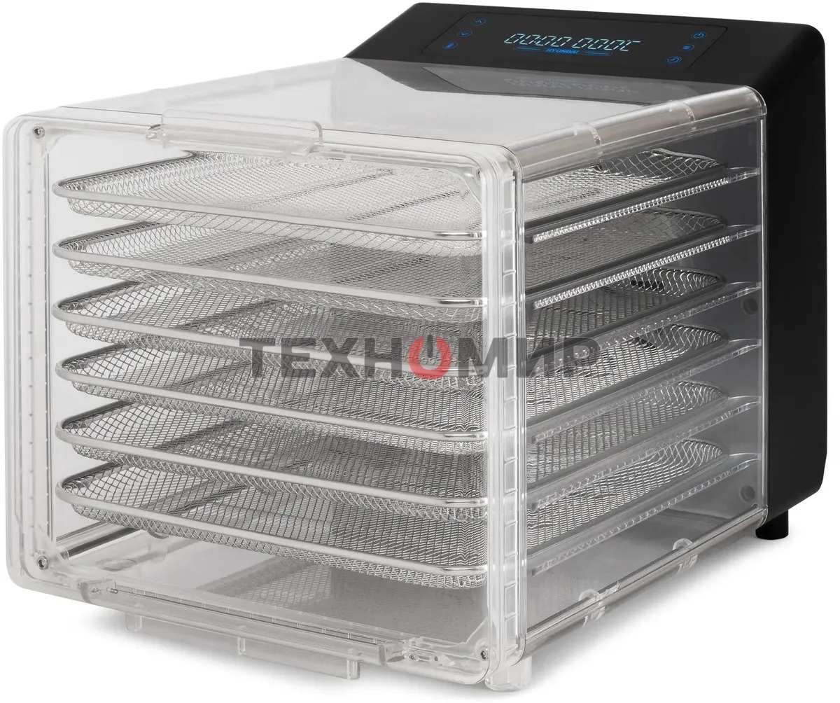 Сушка для фруктов и овощей Hyundai HYFD-8800 12под. 600 Вт, черный