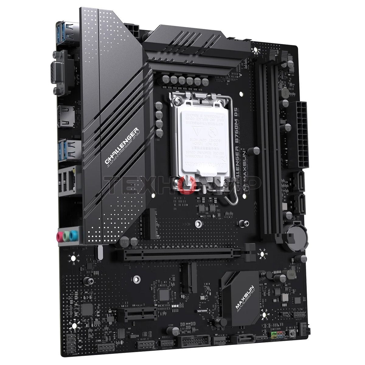 Материнская плата Maxsun Challenger B760M D5 WIFI, LGA 1700, Intel B760, 2xDDR5, 3xSATA, 2xM.2, 1xPCIe 4.0 x16, 1xPCIe 4.0 x1, 1xHDMI, 1xVGA, 1x 1Gb LAN, 2xUSB-A 3.2 Gen 1, 2xUSB-A 2.0, 3x3.5 мм, 5.1, mATX