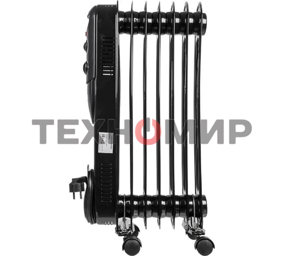 Обогреватель масляный Ресанта ОМПТ-7НЧ (7 секций) черный, 1500 Вт, 15 м2, термостат 67/3/13