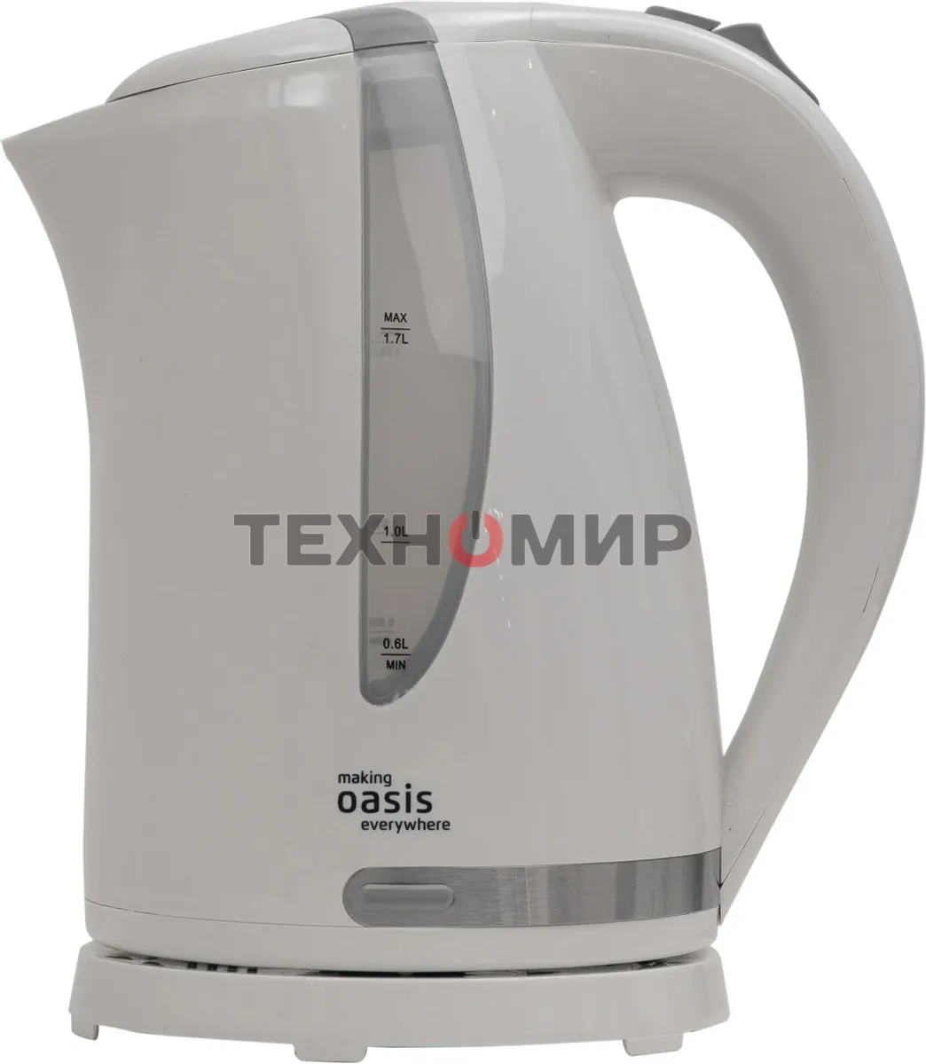 Чайник электрический Oasis K-2PW 1.7 л, 2200 Вт, белый корпус: пластик