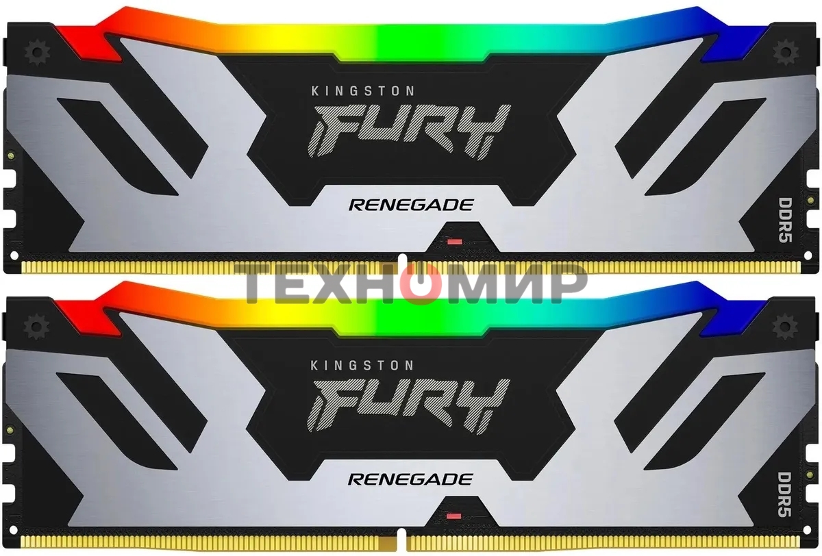 Оперативная память Kingston Fury Renegade, DDR5, 96Gb (2x48GB), 6000MHz, CL32, DIMM, с радиаторами, cеребристый/черный