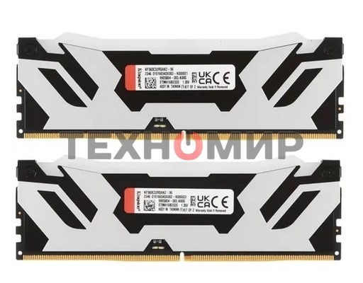 Оперативная память Kingston Fury Renegade, DDR5, 96Gb (2x48GB), 6000MHz, CL32, DIMM, с радиаторами, cеребристый/черный