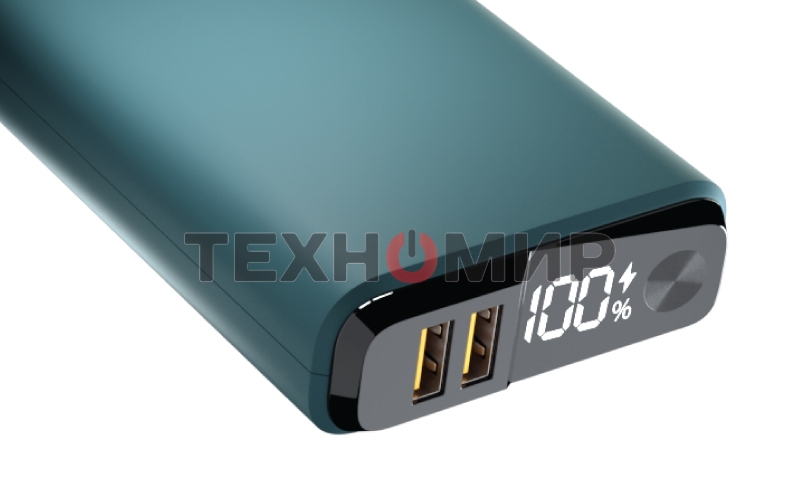 Портативный аккумулятор OLMIO QS-20, 20000mAh, 22.5W QuickCharge3.0/PowerDelivery, LCD, темно-зеленый