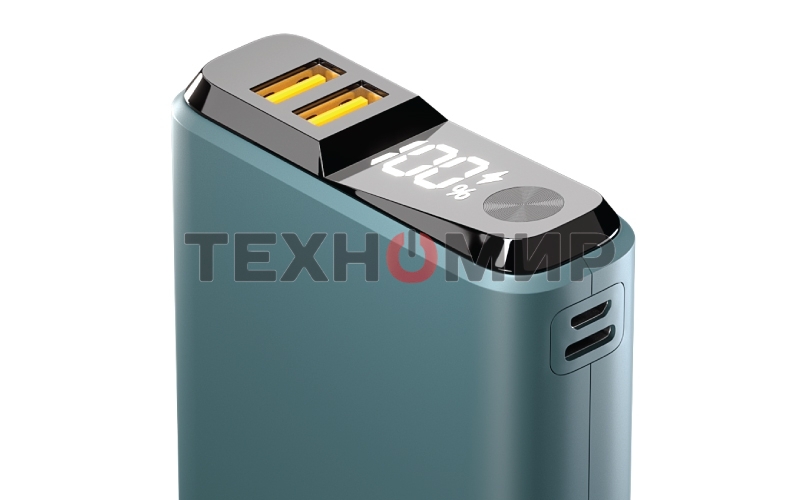 Портативный аккумулятор OLMIO QS-20, 20000mAh, 22.5W QuickCharge3.0/PowerDelivery, LCD, темно-зеленый