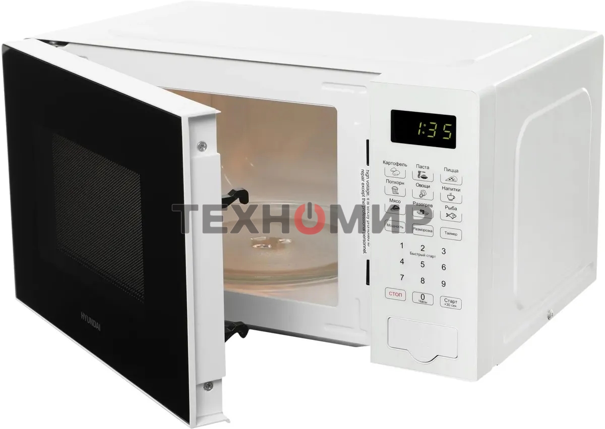 Микроволновая печь Hyundai HYM-D2077 белый, 20 л, 700 Вт, переключатели - сенсор