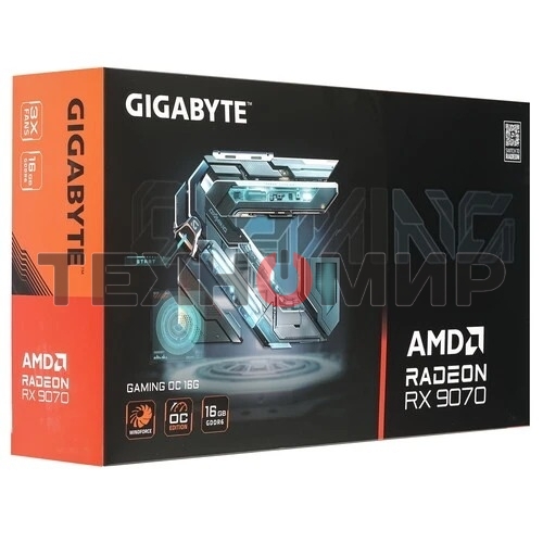 Видеокарта Gigabyte AMD Radeon RX 9070 GAMING OC, PCIe 5.0 16Gb GDDR6, 256 bit, 3 x DisplayPort, HDM, GPU 2070 MHz (GV-R9070GAMING OC-16GD)