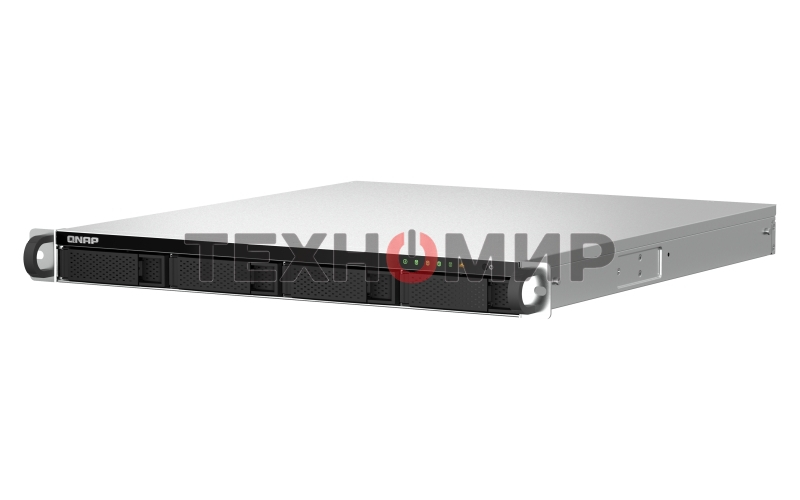 Сетевое хранилище SMB QNAP TS-464U-8G NAS 4 HDD trays, rackmount 1U, 1 PSU. 4-core Intel Celeron N5105/N5095 2.0-2.9 GHz, 8 Gb RAM MAX, 2x2.5GbE, 2xUSB 3.2 Gen 2 (10Gbps), 2xUSB 2.0, 1xHDMI, PCIe Gen 3 x2, W/o rail kit RAIL-B02