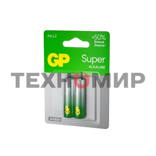 Алкалиновые батарейки GP Super Alkaline G-Tech 15А АA - 2 шт. на блистере