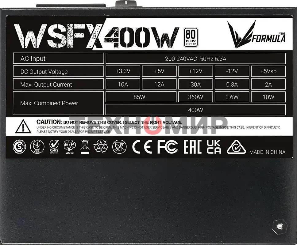 Блок питания Aerocool/Formula SFX 400W WSFX-400 80 PLUS белый (20+4pin) APFC 80мм fan 3xSATA Cab Manag RTL