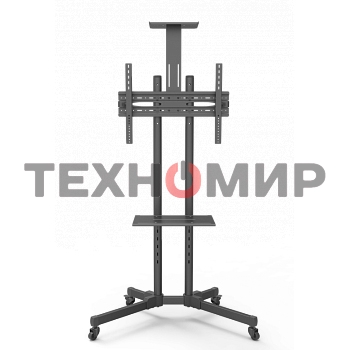 Мобильная стойка Wize Pro M55 для дисплеев 32 65, Max VESA 600x400 мм, высота 180 см, вертикальная регулировка, регулируемая полка для медиаплеера, полка для камеры ВКС, до 50 кг, черный