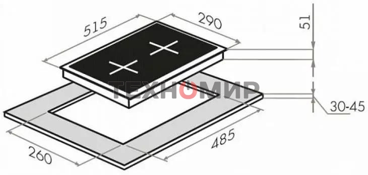 Газовая варочная панель Maunfeld EGHE.32.63CB/G