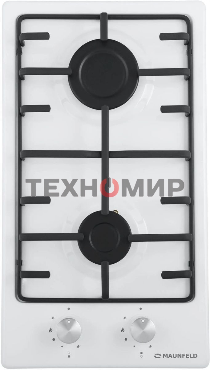 Газовая варочная панель Maunfeld EGHE.32.3EW/G, 2 конфорки, эмалированная сталь, белый