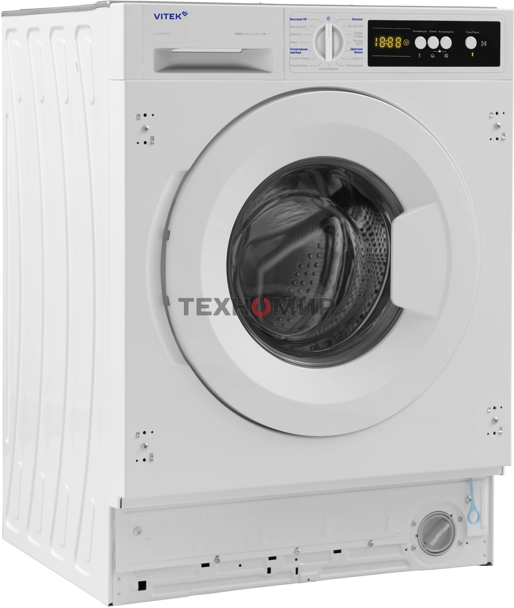 Встраиваемая стиральная машина Vitek VT-WMA701 класс:A+++ загрузка до 7кг отжим:1200об/мин белый