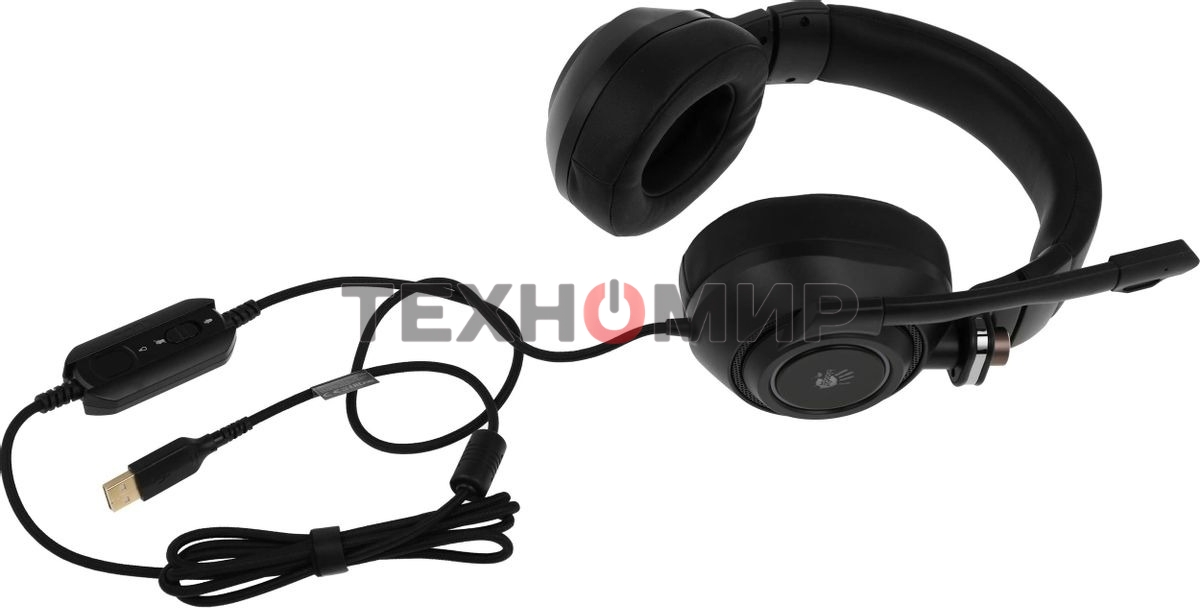 Гарнитура проводная с микрофоном A4Tech Bloody G580 черный 2м мониторные USB оголовье (G580 USB,BLACK)
