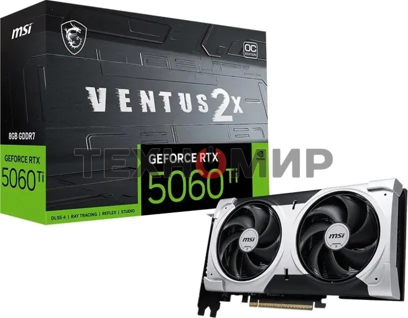 Видеокарта MSI RTX 5060 8G VENTUS 2X OC RTX 5060 8Gb 128bit GDDR7 2527/28000 HDMIx1 DPx3 HDCP Ret