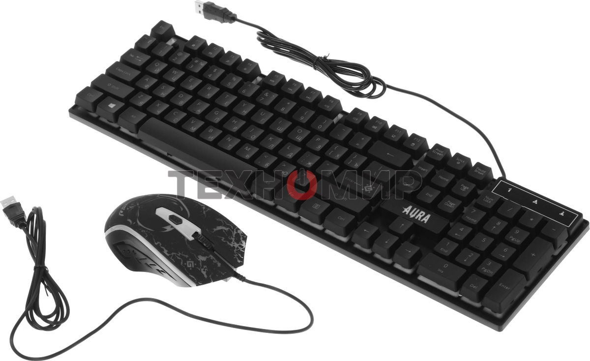 Комплект клавиатура+мышь Defender Aura MKP-117 проводной, USB, 2400 DPI, черный