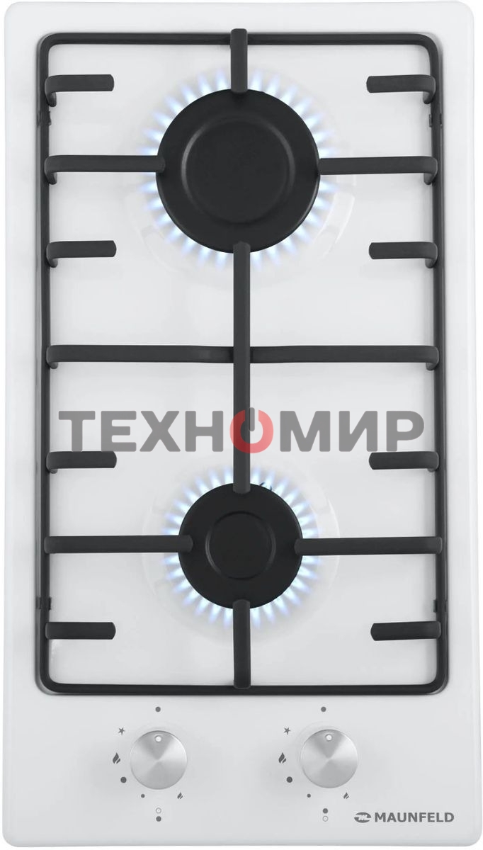Газовая варочная панель Maunfeld EGHE.32.3EW/G, 2 конфорки, эмалированная сталь, белый