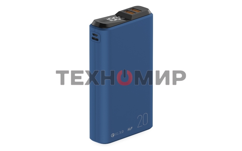 Портативный аккумулятор OLMIO QS-20, 20000mAh, 22.5W QuickCharge3.0/PowerDelivery, LCD, темно-серый