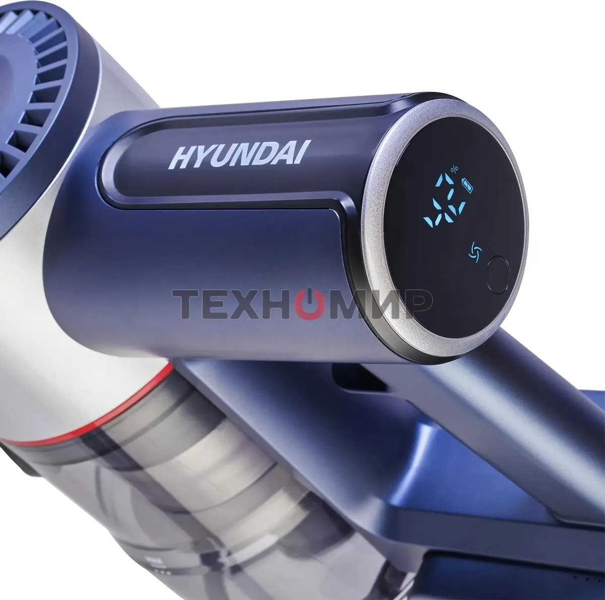 Пылесос вертикальный/ручной Hyundai HYV-S7570 темно-синий/серебристый, питание от аккумулятора, 110 Вт, уборка сухая, пылесборник 0.7 л, работа от АКБ max 60 мин.