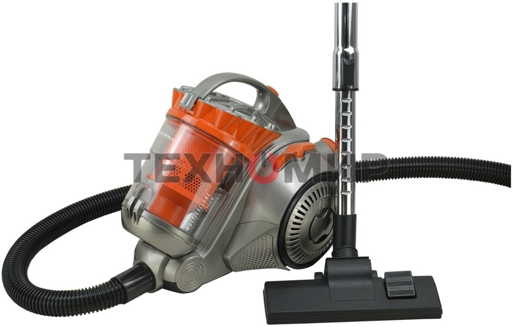 Пылесос Supra VCS-2424 серый/оранжевый, 420/2900 Вт, уборка сухая, пылесборник контейнер 3 л