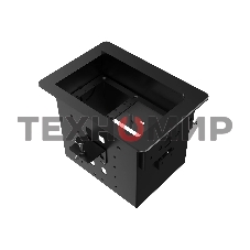 Прямоугольный металлический корпус Wize Pro WRTS-06BOX-B для модульной системы врезного лючка в стол с убирающейся крышкой для установки до 6 модулей-вставок, преустановленная рамка, черный