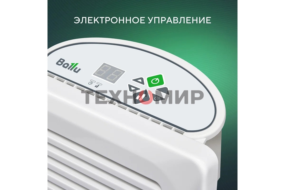 Конвектор электрический Ballu Enzo BEC/EZER-1500 белый, 1500 Вт, 20 м2, термостат, дисплей