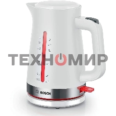Чайник электрический Bosch TWK4M221 1.7 л, белый корпус: пластик