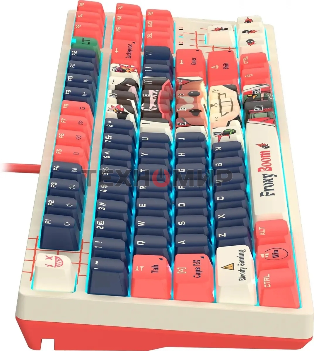 Клавиатура проводная A4Tech Bloody AT87 Proxy Boom USB бежевый/красный