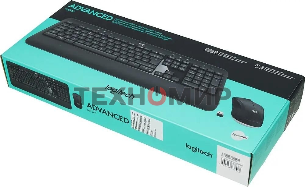 Комплект клавиатура+мышь Logitech MK540 беспроводной, USB, 1000 DPI, чёрный