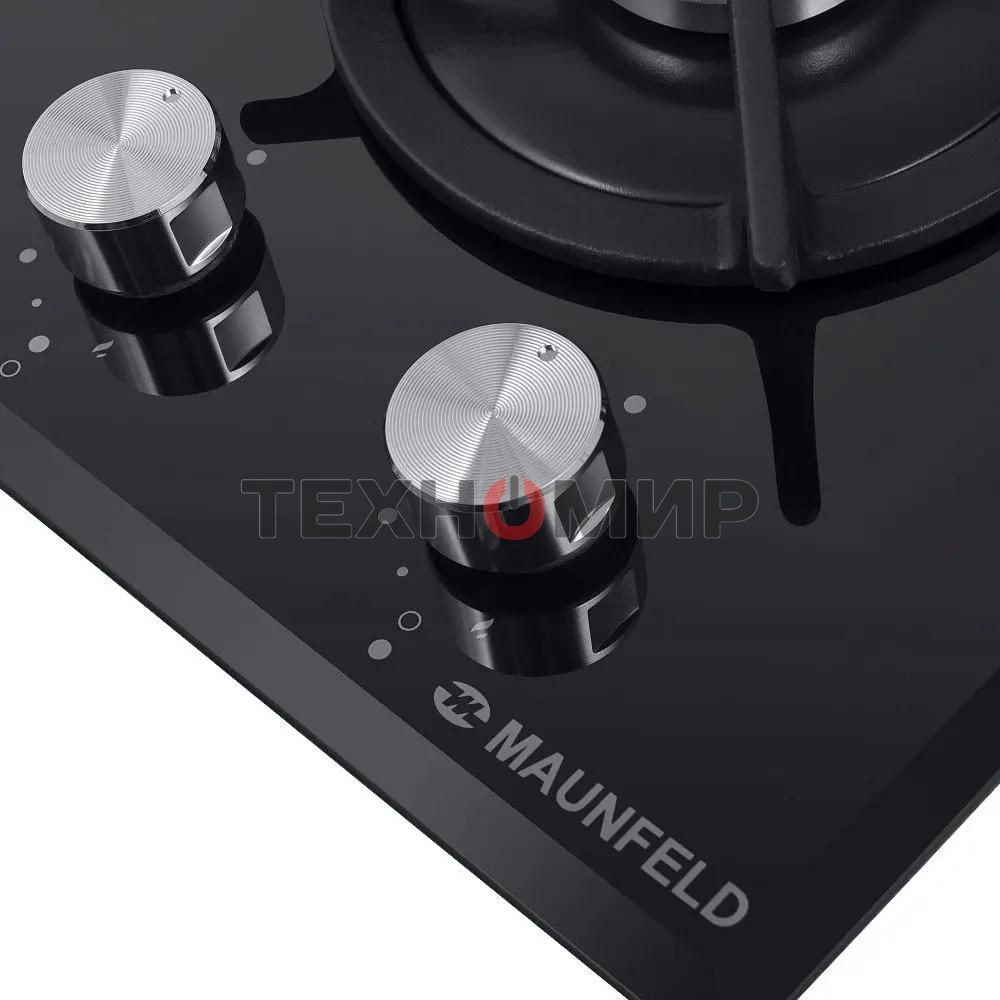 Газовая варочная панель Maunfeld EGHG.32.1CB/G, 2 конфорки, закаленное стекло, черный