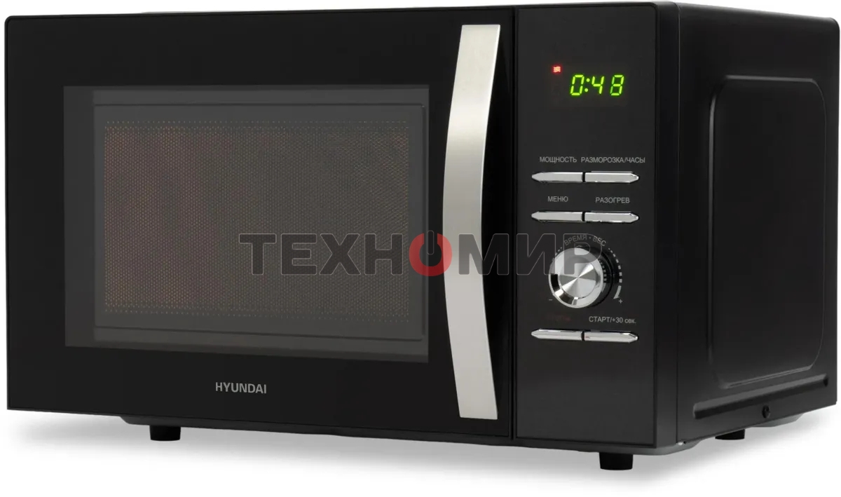 Микроволновая печь Hyundai HYM-D2079 черный, 23 л, 800 Вт, переключатели - кнопки, поворотный механизм