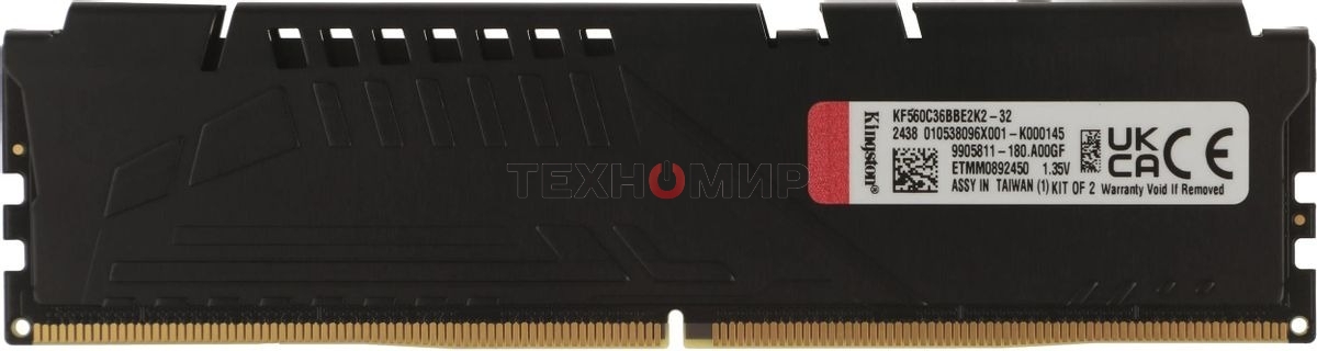 Оперативная память Kingston Fury Beast, DDR5, 32Gb (2x16Gb), 6000MHz, CL36, DIMM, с радиатором, черный