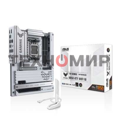 Материнская плата ASUS TUF GAMING B850-BTF WIFI W, AM5, AMD B850, 4xDDR5, 4xSATA, 3xM.2, 1xPCIe 5.0 x16, 1xPCIe 4.0 x16, 1xPCIe 3.0 x1, 1xDP, 1xHDMI, 1x2.5Gb LAN, Wi-Fi 7, Bluetooth 5.4, 1xUSB-C 20Gbps, 3xUSB-A 10Gbps, 4xUSB-A 5Gbps, 2xUSB-A 2.0, 5x3.5 мм