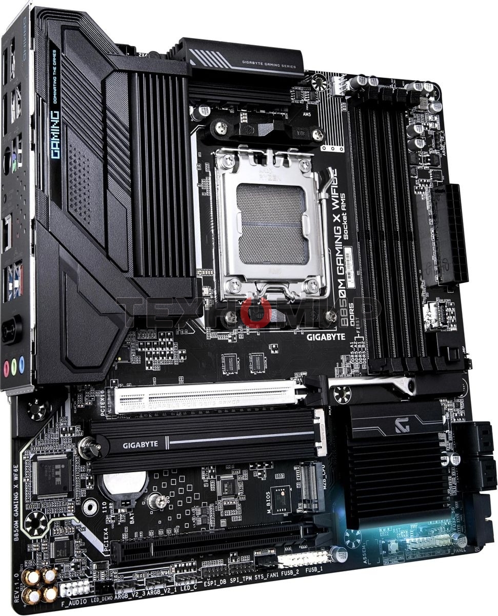 Материнская плата Gigabyte B850M GAMING X WIFI6E/WF6E, Socket AM5, AMD B850, 4xDDR5, 4xSATA, 2xM.2, 1xPCI-E 5.0 x16, 1xPCI-E 3.0 x4, 1xHDMI, 2xDP, 1x 2.5Gb LAN, 1xUSB-C 3.2 Gen 2, 1xUSB-A 3.2 Gen 2, 2xUSB-A 3.2 Gen 1, 4xUSB-A 2.0, 3x3.5 мм, 7.1, Micro-ATX