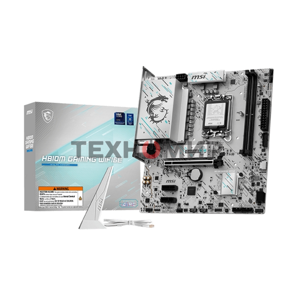 Материнская плата MSI H810M GAMING WIFI6E, LGA1851, Intel H810, 2xDDR5, 4xSATA, 1xM.2, 1xPCIe 5.0 x16, 2xPCIe 3.0 x1, 1xDP, 1xHDMI, 1x5Gb LAN, Wi-Fi 6E, Bluetooth 5.3, 1xUSB-C 20Gbps, 2xUSB-A 5Gbps, 4xUSB-A 2.0, 3x3.5 мм, 7.1, mATX